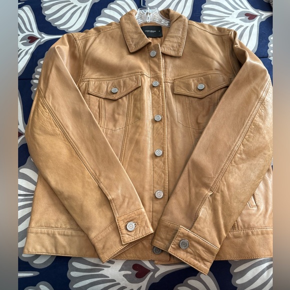 NWT Lucky Brand Leather Trucker Jacket size XL - Picture 14 of 16